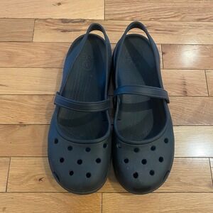 Crocs Alice Mary Jane Black Comfort Work Flats Shoes Womens Size 11